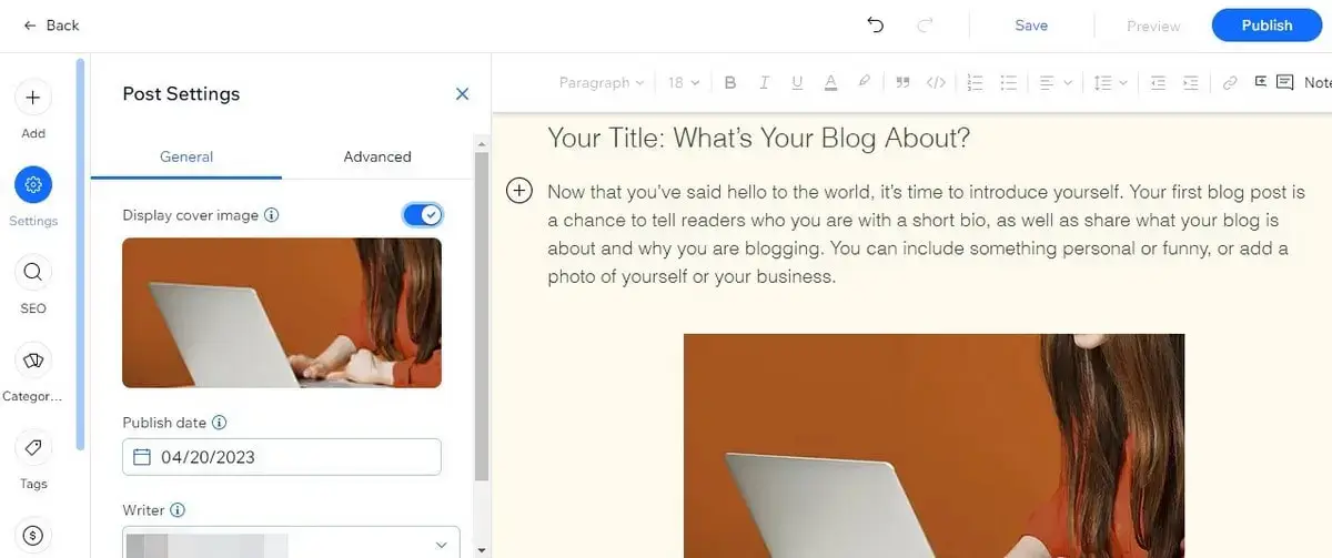 Wix Blog Post Editor