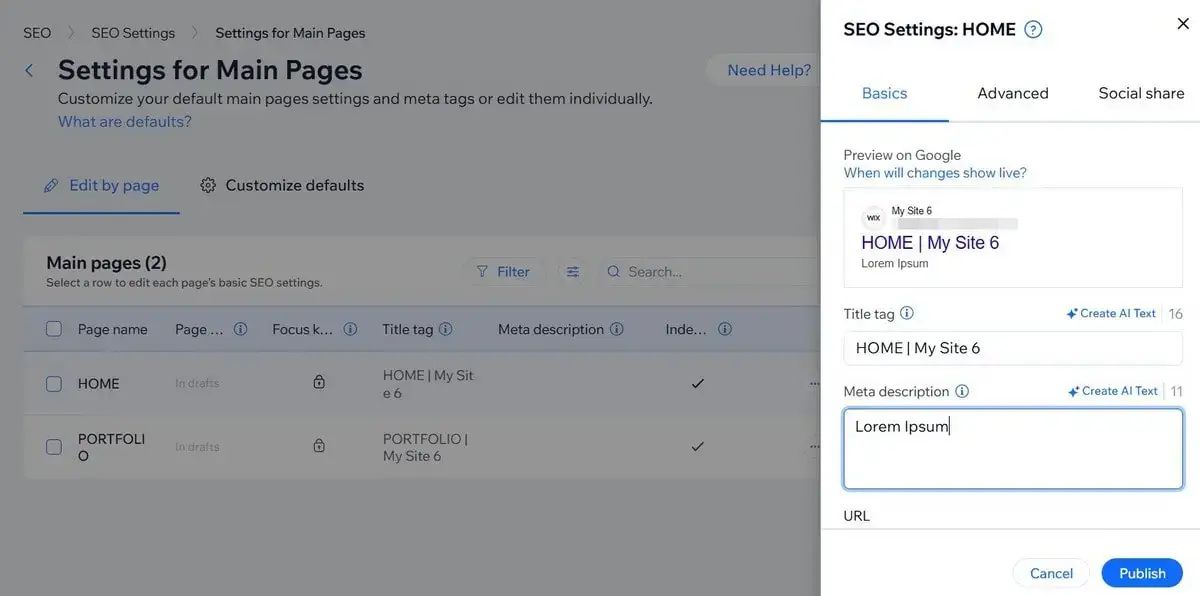 SEO-Settings