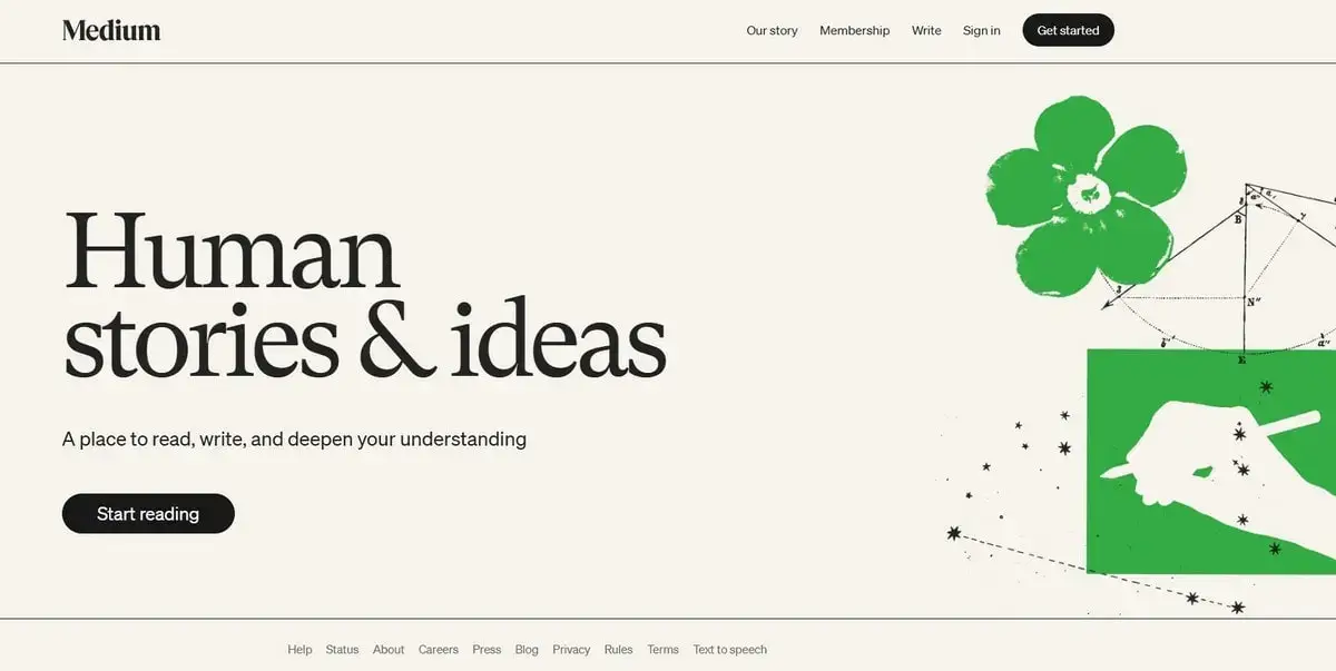 Medium Platform Homepage