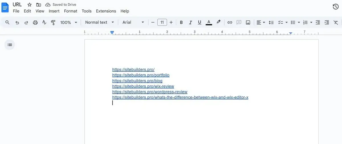 Step #2: Export and Save All Wix URLs