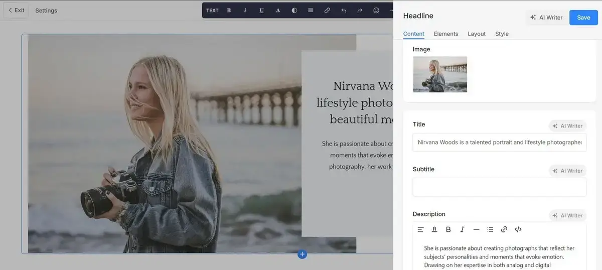 Pixpa - Edit Website