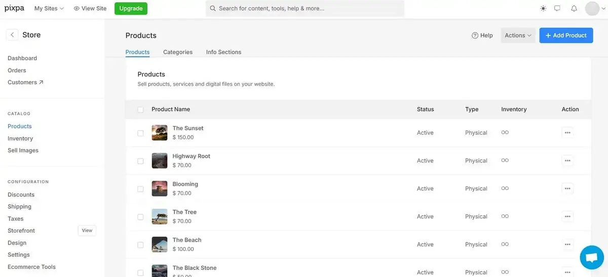 Pixpa - eCommerce capabilities