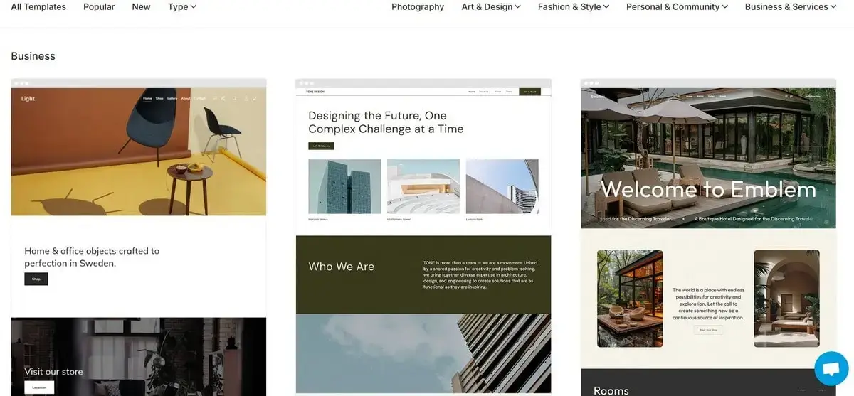 Pixpa - Template Selection